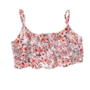 Brandy Melville floral chiffon crop top